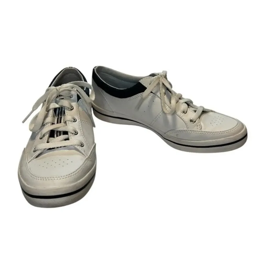 Keds, Rebel lace up leather sneaker, White w/Navy trim, women’s size 8 - Picture 3 of 13